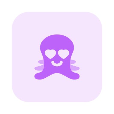 Aşk dolu kalp gözlü romantik ahtapot emojisi.