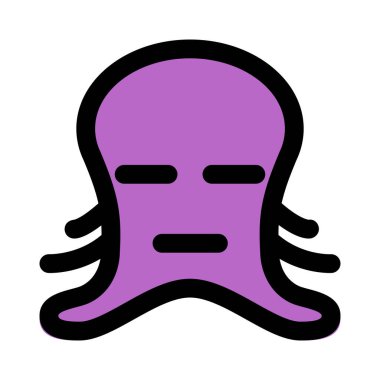 Tarafsız yüz ifadeli üzgün ahtapot.