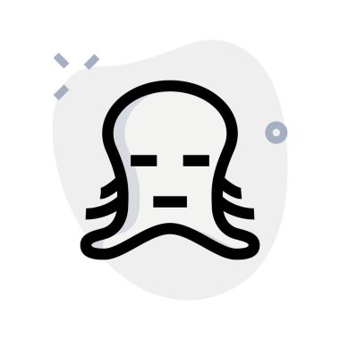 Tarafsız yüz ifadeli üzgün ahtapot.