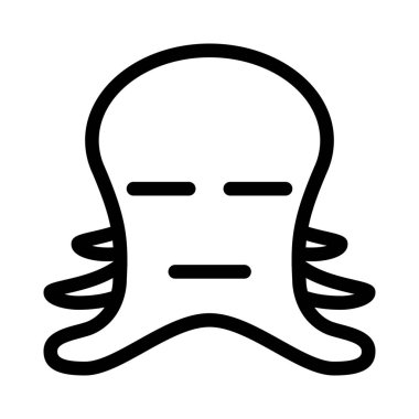 Tarafsız yüz ifadeli üzgün ahtapot.