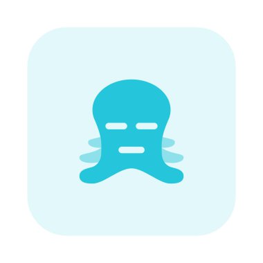 Tarafsız yüz ifadeli üzgün ahtapot.