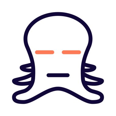 Tarafsız yüz ifadeli üzgün ahtapot.