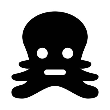 Tarafsız ahtapot, düz ağızlı ifade ile emojiye bakar