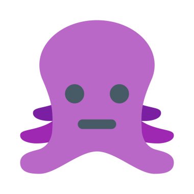 Tarafsız ahtapot, düz ağızlı ifade ile emojiye bakar