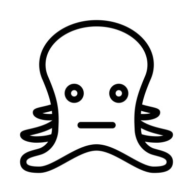 Tarafsız ahtapot, düz ağızlı ifade ile emojiye bakar