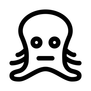 Tarafsız ahtapot, düz ağızlı ifade ile emojiye bakar