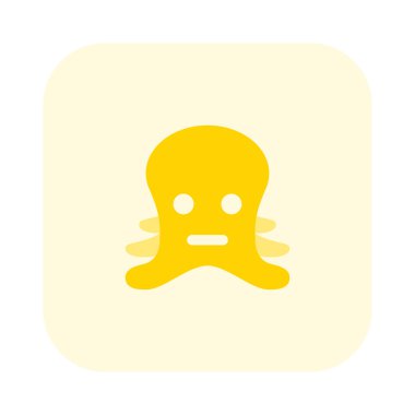 Tarafsız ahtapot, düz ağızlı ifade ile emojiye bakar