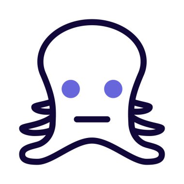 Tarafsız ahtapot, düz ağızlı ifade ile emojiye bakar