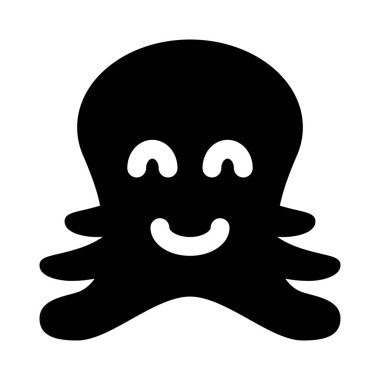 Gözleri kapalı gülen ahtapot suratlı mutlu bir ifade.