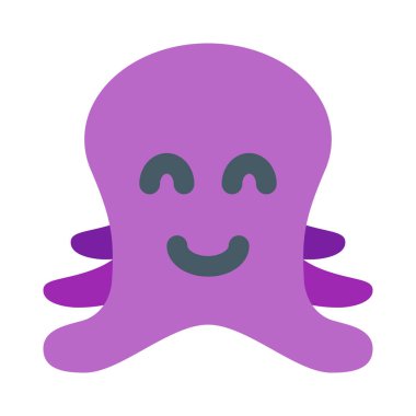 Gözleri kapalı gülen ahtapot suratlı mutlu bir ifade.