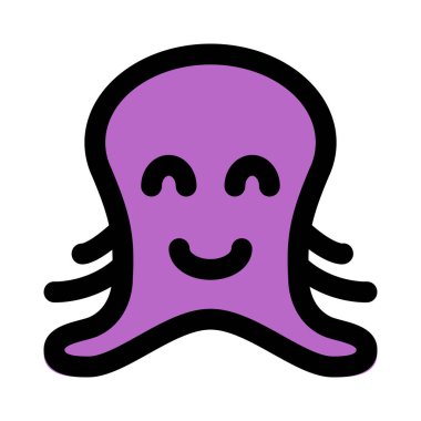 Gözleri kapalı gülen ahtapot suratlı mutlu bir ifade.