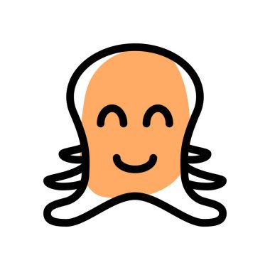 Gözleri kapalı gülen ahtapot suratlı mutlu bir ifade.