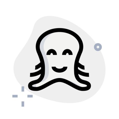 Gözleri kapalı gülen ahtapot suratlı mutlu bir ifade.