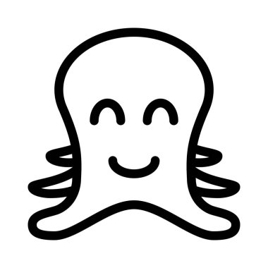 Gözleri kapalı gülen ahtapot suratlı mutlu bir ifade.