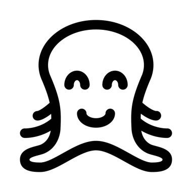 Gözleri kapalı gülen ahtapot suratlı mutlu bir ifade.