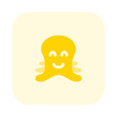 Gözleri kapalı gülen ahtapot suratlı mutlu bir ifade.