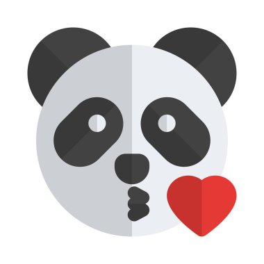 Büyük gözlü bir panda. Esen bir öpücük.