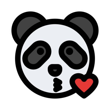 Büyük gözlü bir panda. Esen bir öpücük.