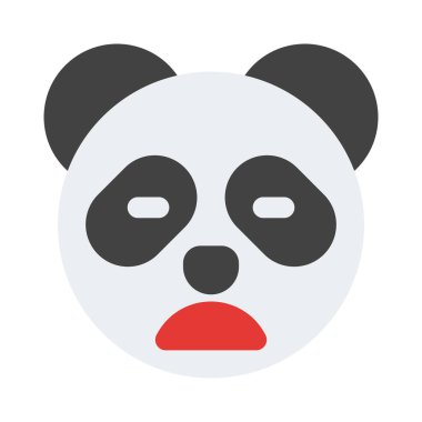 Panda emojisi, gözleri kapalı, somurtkan resim sunumu