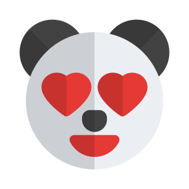 Romantik, mutlu panda, aşık gözler, emoji