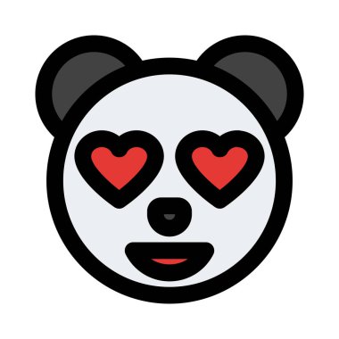 Romantik, mutlu panda, aşık gözler, emoji