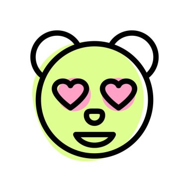 Romantik, mutlu panda, aşık gözler, emoji