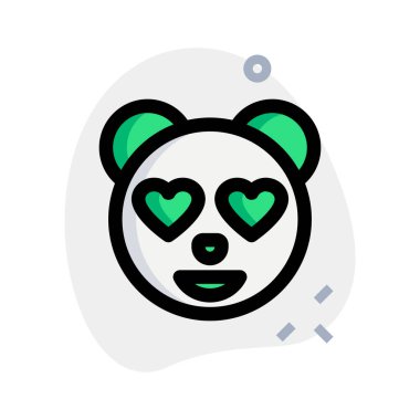 Romantik, mutlu panda, aşık gözler, emoji
