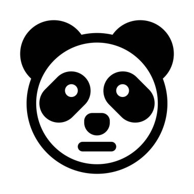 Tarafsız panda, düz ağızlı ifade ile emojiye bakar