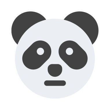 Tarafsız panda, düz ağızlı ifade ile emojiye bakar