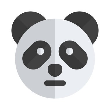 Tarafsız panda, düz ağızlı ifade ile emojiye bakar