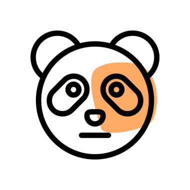 Tarafsız panda, düz ağızlı ifade ile emojiye bakar
