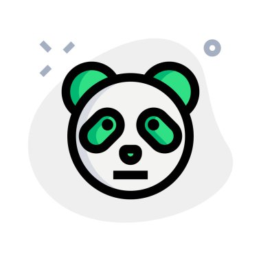 Tarafsız panda, düz ağızlı ifade ile emojiye bakar