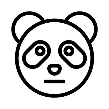 Tarafsız panda, düz ağızlı ifade ile emojiye bakar