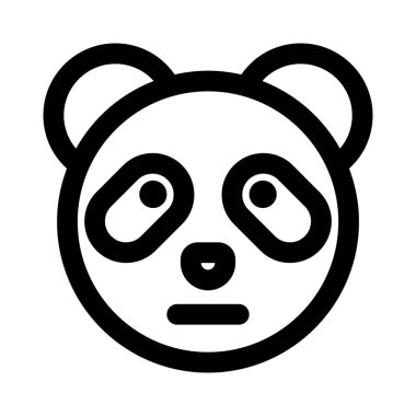 Tarafsız panda, düz ağızlı ifade ile emojiye bakar