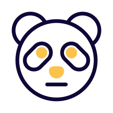 Tarafsız panda, düz ağızlı ifade ile emojiye bakar