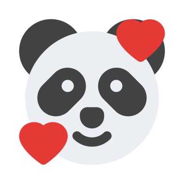 Yüzünde yüz ifadeleri olan gülen panda.