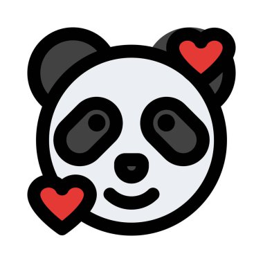 Yüzünde yüz ifadeleri olan gülen panda.