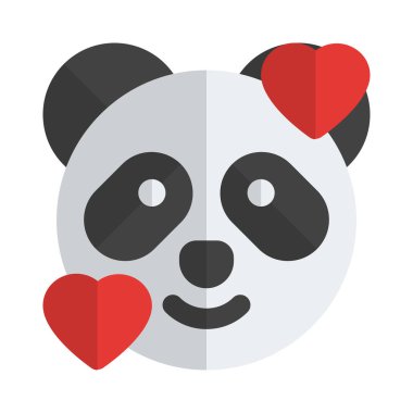Yüzünde yüz ifadeleri olan gülen panda.