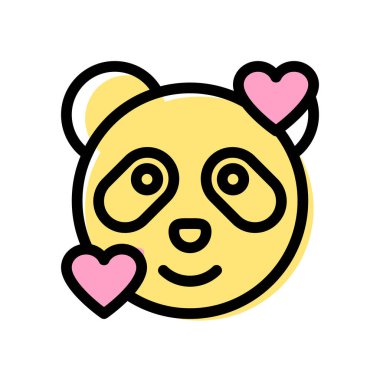 Yüzünde yüz ifadeleri olan gülen panda.