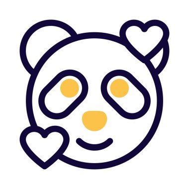 Yüzünde yüz ifadeleri olan gülen panda.