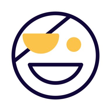 Gülümseyen bir göz bandı ile yüz ifadesi