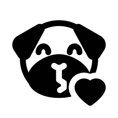 pug dog emoji kalp ile öpücük üfleme