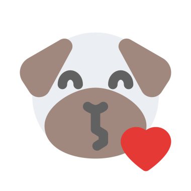 pug dog emoji kalp ile öpücük üfleme