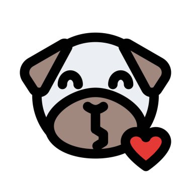 pug dog emoji kalp ile öpücük üfleme