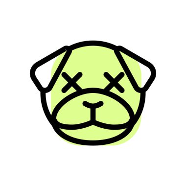 Tarafsız sahnede gözleri şaşı bir köpek.