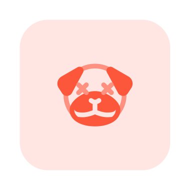 Tarafsız sahnede gözleri şaşı bir köpek.