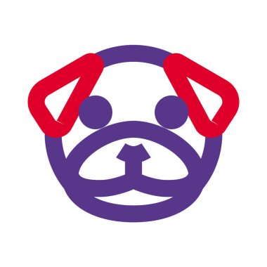 Pue pug dog ve kısa ağızlı emoji.