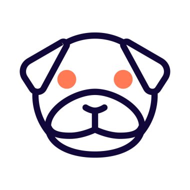 Pue pug dog ve kısa ağızlı emoji.