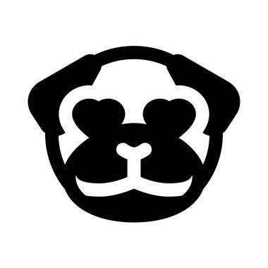 Romantik mutlu pug dog aşık kalp gözleri emoji