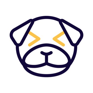 pug dog aynı anda sırıtıyor ve şaşı bakıyor